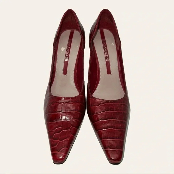 Women’s ENZO ANGIOLINI HEELS‎ CONE HEELS ALLIGATOR SKIN RED IN COLOR SIZE 6.5M - Picture 2 of 16